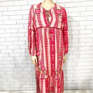 Farm Rio Women’s Red and Pink Pineapple Jacquard Dress